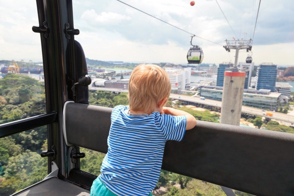 Boy in a cable car in Sentosa