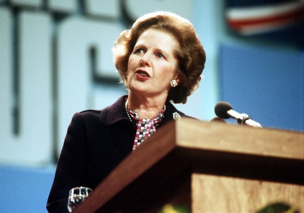 young Margaret Thatcher giving a speech