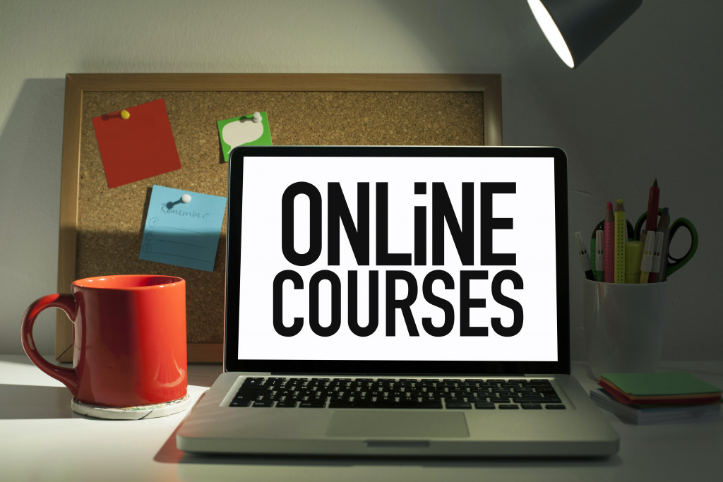 online courses on laptop screen